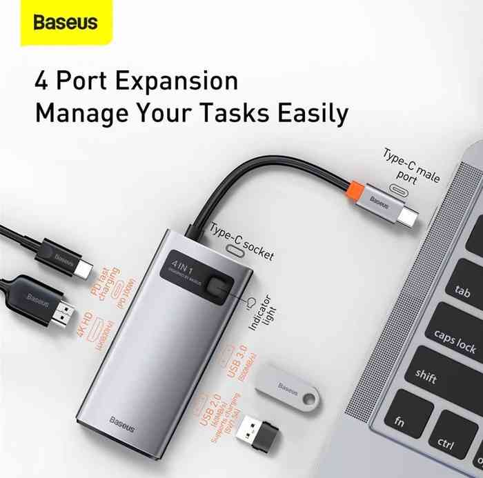 Baseus Metal Gleam Series 4-in-1 Multifunctional Type-C HUB Docking Station